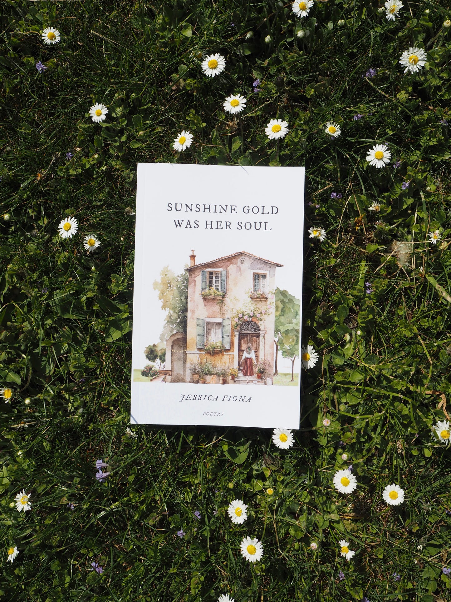 Poetry book sunshine gold was her soul lying between daisy flowers